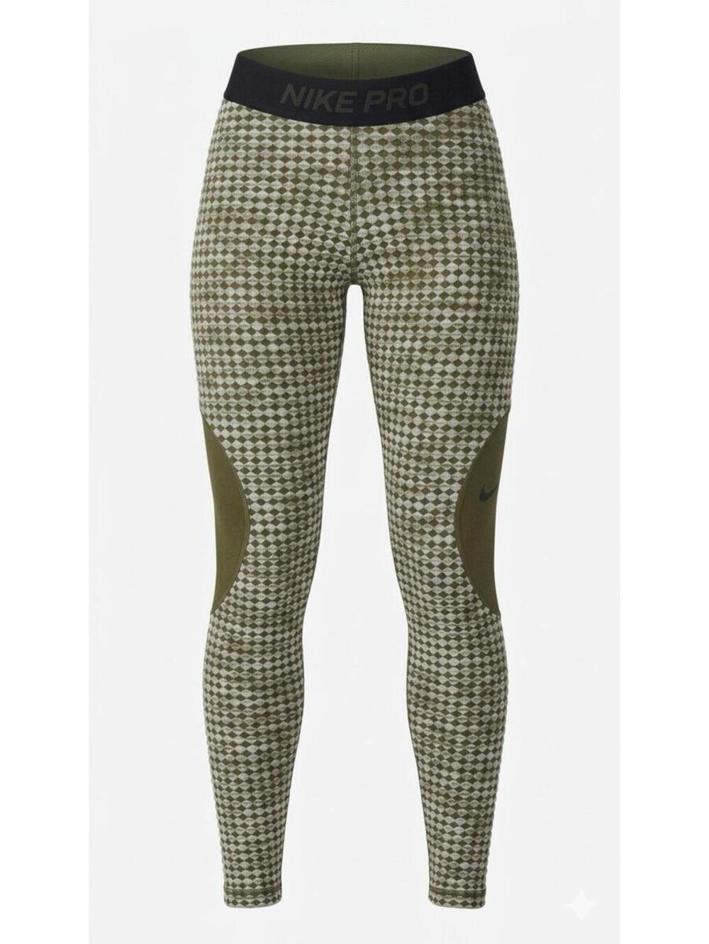 Nike Pro Hyperwarm Velvet Felt Leggings Dark Green Size S